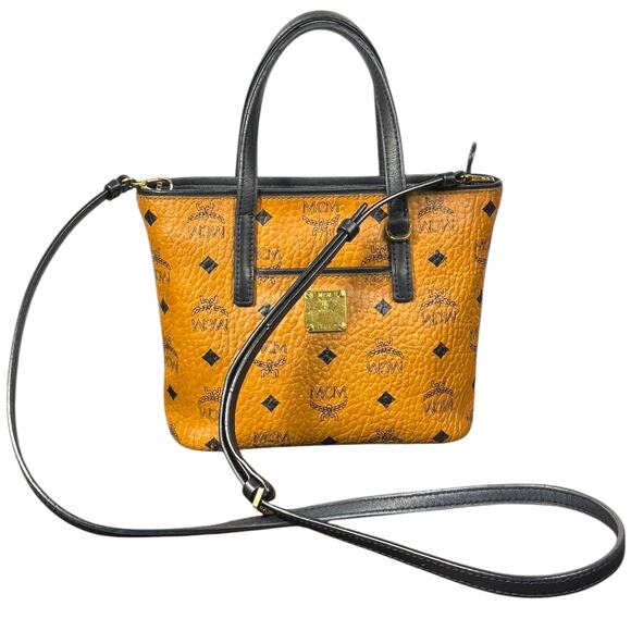 MCM Anya Zip Top Leather Mini Shopper Crossbody Handbag